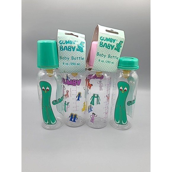 Prima Toy Other - Gumby Baby Bottles Lot Of 4 8 Oz Latex Nipple 2004 Prema Toy
